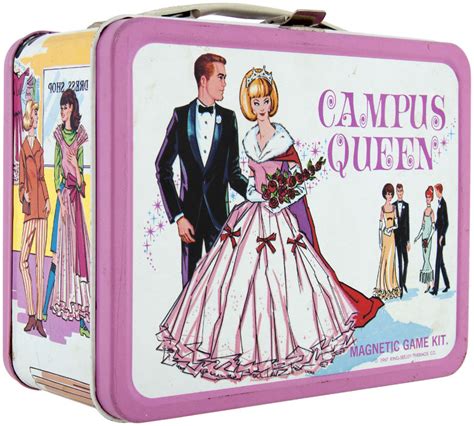 1967 campus queen metal lunch box|Barbie Campus Queen Metal Lunch Box with .